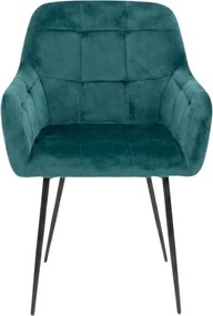 Fotoliu de dining LOREN VELVET verde inchis cu picioare negre
