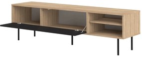 Comodă TV negru-natural cu aspect de lemn de stejar 165x40 cm Ampère – TemaHome