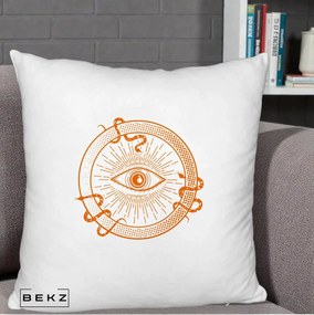 Perna Personalizata Ochiul Providentei Mistic Orange, 40x40 cm, Alb Pufos, Husa Detasabila, Perna Inclusa, BEKZ®