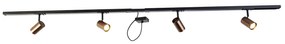 Sistem de șine monofazat bronz închis cu 4 spoturi și sursă de alimentare pătrată - Jeana