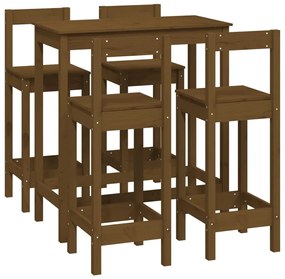 Set mobilier de bar, 5 piese, maro miere, lemn masiv de pin