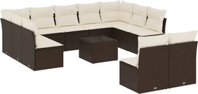 vidaXL Set canapele de grădină cu perne, 12 piese, maro, poliratan