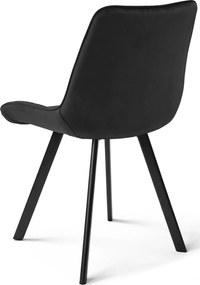 Scaun de dining SORIA VELVET cu picioare negre, neagra