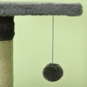 PawHut Rascador pentru Pisici Înălțime 116 cm Copac pentru Pisici cu Stâlpi de Sisal Peșteră Platforme și Jucării Gri închis | Aosom Romania