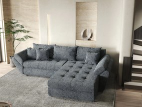 Colțar extensibil dumonde cu ladă de depozitare si sezut confortabil din spuma high-density, Loana Euphoria Graphit II 270x185 cm