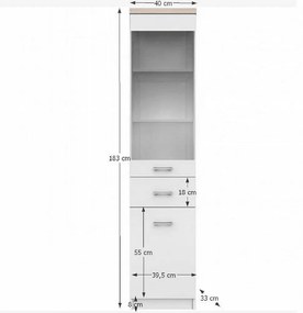 Vitrina Top Mix 183 cm alb si stejar sonoma