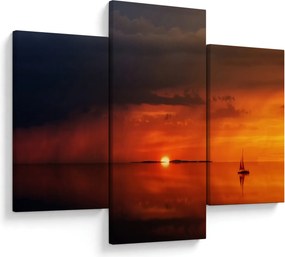 Tabloul apusului de soare cu barca (90x60 cm)