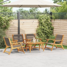 vidaXL Scaune de Grădină cu Masă - Set de 5 în Lemn de Acacia Gri