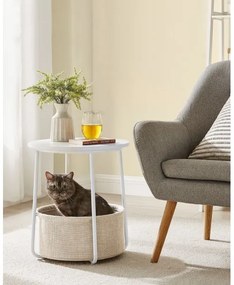 Măsuță laterală NOIRA albă/maro deschis