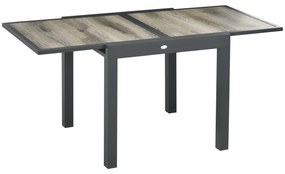 Outsunny Masa de Grădină, extensibilă, ușor de întreținut, cadru de aluminiu, aspect de lemn, 160 x 80 x 75 cm | Aosom Romania
