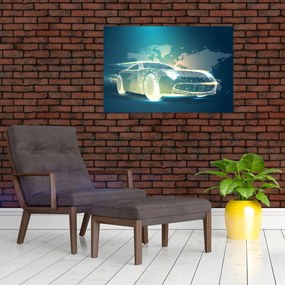 Tablou - Mașină din forme geometrice (90x60 cm)