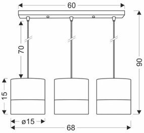 Lustră pe cablu BIANCO 3xE27/40W/230V alb/maro