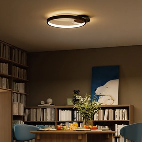 HOMCOM Lampă de tavan LED Modernă de 40W cu 2 Inele și Lumină Reglabilă, Negru | Aosom Romania