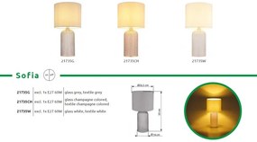 Lampa de masa cu baza din sticla abajur textil SOFIA sampanie
