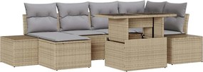 vidaXL Set de canapele pentru grădină 7 pcs Bej Rattan poli