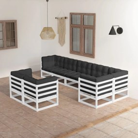 3076705 vidaXL Set mobilier de grădină cu perne, 8 piese, lemn masiv de pin