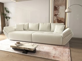 Canapea extensibilă dumonde cu ladă de depozitare si sezut confortabil din spuma high-density, Berlin Ambience Ivory 300x100 cm