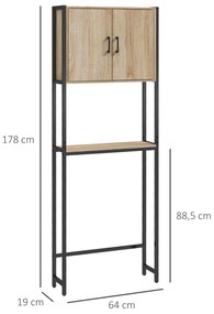 kleankin Etagere de toaletă mobilier de baie deasupra toaletei WC cu dulap 2 uși și raft deschis | Aosom Romania