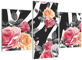 Tablou cu trandafiri înfloriți (90x60 cm)