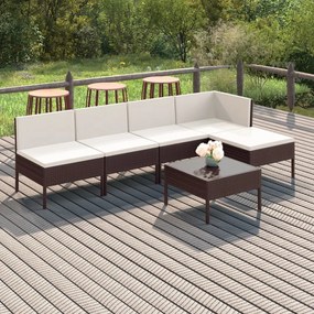 3094371 vidaXL Set mobilier de grădină cu perne, 6 piese, maro, poliratan