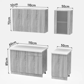 Set mobila bucatarie 4 buc Festa IV Pako World Sonoma 160x60x85 cm