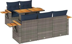 vidaXL Set mobilier grădină cu perne, 6 piese, gri, poliratan