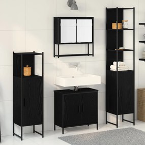 vidaXL Set Mobilier Baie 4 Piese Stejar Negru Lemn Ingineresc