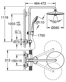 Coloana de dus cu baterie termostatata Grohe Euphoria New 260