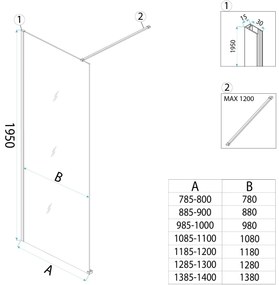 Paravan de dus Rea Flexi Brown / Gold 130