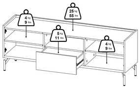 Comodă TV maro cu aspect de lemn de stejar 147x54x41 cm Bergen – Tvilum