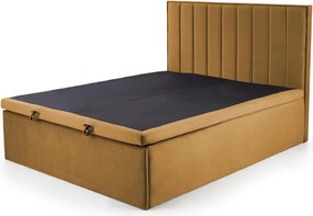 Pat ASENTO 160x200, stofa catifelata galben mustar - Element 8, cu sup
