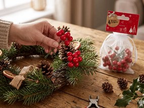 Decoratiuni de Craciun pe sarma BERRIES 9 cm, rosie
