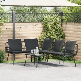 vidaXL Set de canapele pentru grădină 2 pcs Negru poliratan