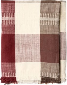 Față de masă din bumbac țesut manual cu model în carouri mari și franjuri, 120×220 cm, „Harvest Check"