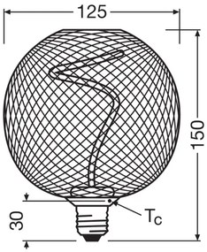 Bec LED dimabil Osram DECOR FILAMENT G125 E27/3,5W/230V 1800K negru