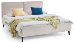 Pat matrimonial bej tapițat cu somieră 160x200 cm Piano – Meise Möbel