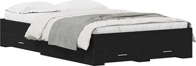 vidaXL Cadru de pat cu sertar Stejar Negru 120 x 200 cm Lemn compozit