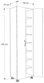 Dulap multifunctional Adore Diamond, 8 rafturi, 2 Usi, Alb 50x181x37 Cm