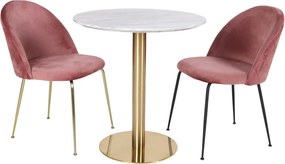 Masă de dining rotundă Bolzano 110x75 cm alb-alamă