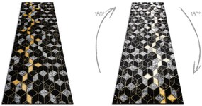 Modern GLOSS covor, traversa 400B 86 stilat, glamour, art deco, 3D geometric negru / aur
