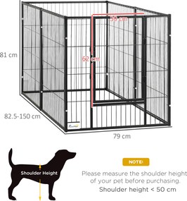 PawHut Parc pentru câini cu 6 panouri Reglabil Gard metalic pentru animale de companie cu cadru din oțel 82,5-150x79x81 cm Negru | Aosom Romania