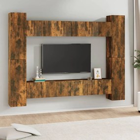 3120218 vidaXL Set dulapuri TV, 10 piese, stejar fumuriu, lemn prelucrat