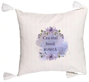 Perna Decorativa cu Franjuri pentru Bunica 1, 45x45 cm, Cu fermoar