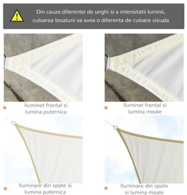 Outsunny Panza Umbrire Dreptunghiulara, Copertina soare de exterior in poliester Anti UV Respirabila 3x4m Alb crem Dreptunghiulara