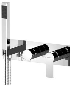 Baterie argintiu-lucios pentru duș încastrată (3 ieșiri) Pax – Sapho