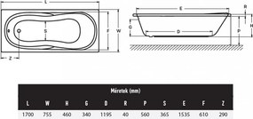 Malawi Hydro 170, fără robinet, dreapta