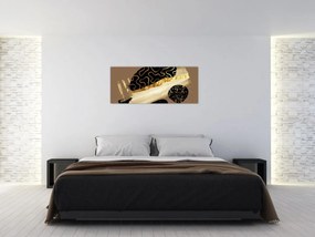 Tablou - Abstracție maro auriu N⁰3 (120x50 cm)