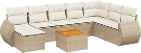vidaXL Set canapele de grădină, 9 piese, cu perne, bej, poliratan