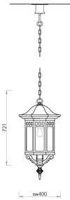 Pendul iluminat exterior din fier forjat, HL 3448, 40cm