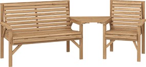 Outsunny Set 3 scaune de grădină, mobilier balcon cu orificiu pentru umbrelă, scaun de grădină, bancă, masă detașabilă 121x65x90 cm Lemn natural | Aosom Romania